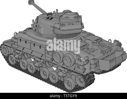 3D-Vektor Illustration auf weißem Hintergrund eines grauen militärische Tank Stock Vektor