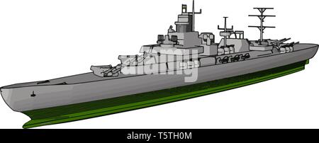 3D-Vektor illustration Seitenansicht eines militärischen Krieg Schiff auf weißem Hintergrund Stock Vektor