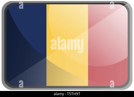 Vector Illustration des Tschad Fahne auf weißem Hintergrund. Stock Vektor