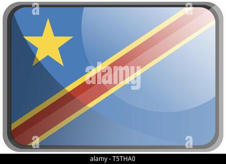 Vector Illustration der Demokratischen Republik Kongo Flagge auf weißem Hintergrund. Stock Vektor
