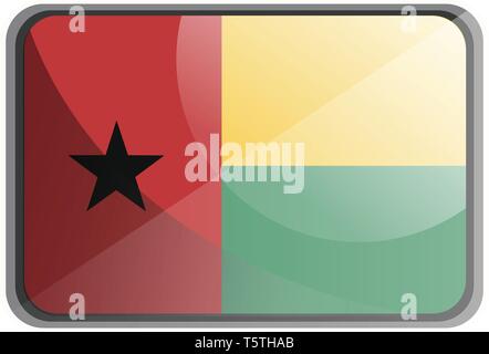 Vector Illustration von Guinea Bissau Flagge auf weißem Hintergrund. Stock Vektor