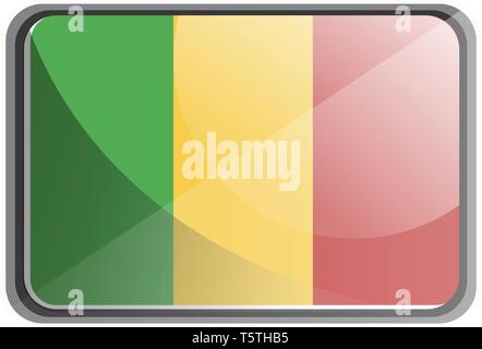 Vector Illustration von Mali Flagge auf weißem Hintergrund. Stock Vektor