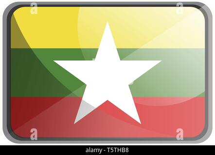 Vector Illustration von Myanmar Flagge auf weißem Hintergrund. Stock Vektor
