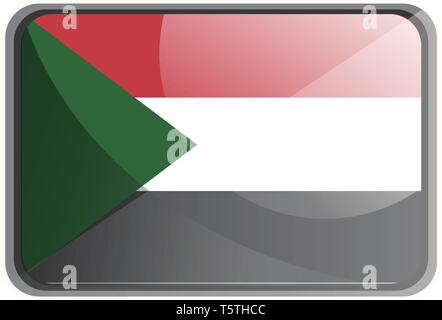 Vector Illustration des Sudan Flagge auf weißem Hintergrund. Stock Vektor