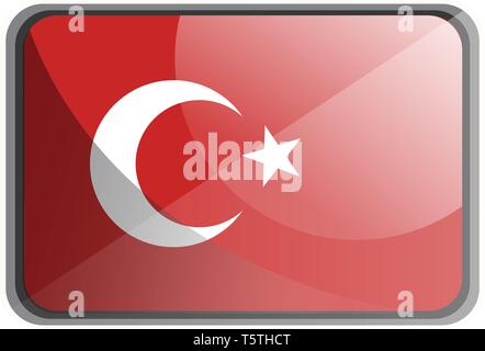 Vector Illustration der Türkei Flagge auf weißem Hintergrund. Stock Vektor