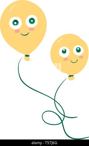 Zwei schwimmende gelbe Luftballons Vektor- oder Farbe Abbildung: Stock Vektor