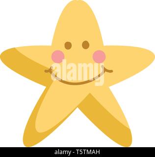 Lächelnd gelber Stern Vector Illustration auf weißem Hintergrund Cute Stock Vektor