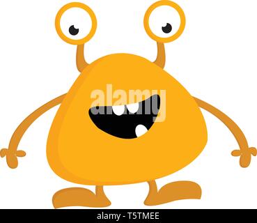 Gelb und Orange monster Wer ist sehr fröhlich Abbildung drucken Vektor auf weißem Hintergrund Stock Vektor