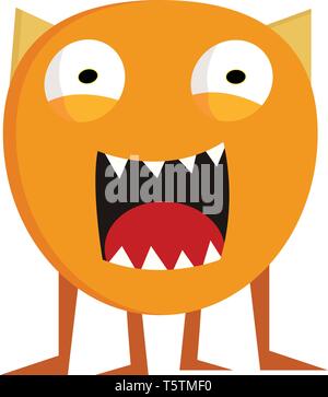 Gelbe Monster mit offenen Mund, Zähne drucken Vektor auf weißem Hintergrund Stock Vektor