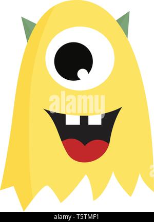 Gelbe Monster mit einem Auge und Hörner drucken Vektor auf weißem Hintergrund Stock Vektor