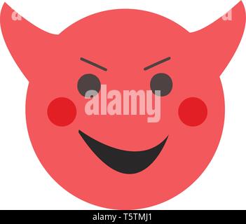 Einfache rote Teufel emoji Vector Illustration auf weißem Hintergrund Stock Vektor