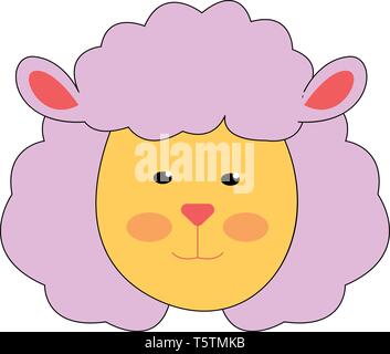 Pretty Pink Lamm Vector Illustration auf weißem Hintergrund Stock Vektor