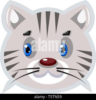 Ein Tiger Gesicht in Grau mit blauen Augen in grünem Hintergrund, Vector, Farbe, Zeichnung oder Abbildung. Stock Vektor