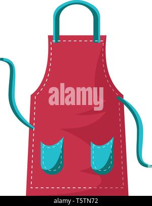 Küche Schürze in roter Farbe Wert blau Taschen thread die Schürze vector Farbe, Zeichnung oder Abbildung zu binden. Stock Vektor
