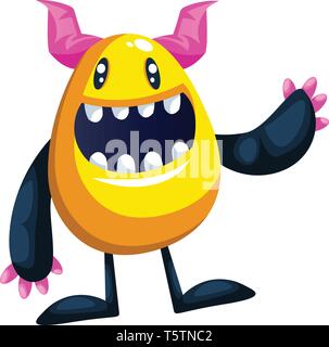 Abbildung: lächelnd gelbe Monster wehenden weissen Hintergrund Vector Illustration. Stock Vektor