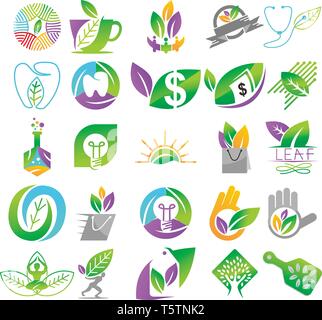 Leaf Logo Design Vector Vorlage festlegen Stock Vektor