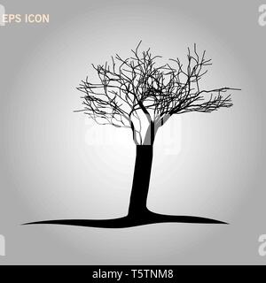 Ganze schwarzer Baum mit Wurzeln isoliert weißer Hintergrund Vector EPS 10. Stock Vektor