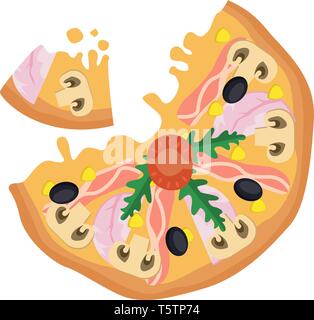 Speck Pilz pizzaPrint illustration Vektor auf weißem Hintergrund Stock Vektor