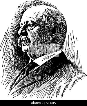 Stephen Grover Cleveland 1837 bis 1908 Er war ein US-amerikanischer Politiker und Jurist 22. und 24. Präsident der Vereinigten Staaten, Gouverneur von New York vinta Stock Vektor