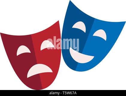 Die Komödie und tragischen Masken in Theater Vektor- oder farbiger Darstellung verwendet Stock Vektor