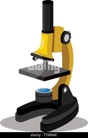 Wissenschaft gelb Mikroskop Vector Illustration auf weißem Hintergrund Stock Vektor