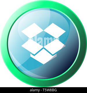 Dropbox Plattform Logo im grünen Kreis Vektor icon Abbildung auf weißem Hintergrund Stock Vektor