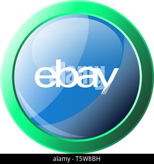 Grün und Blau Vektor icon Abbildung eines EBay Plattform Logo auf weißem Hintergrund Stock Vektor