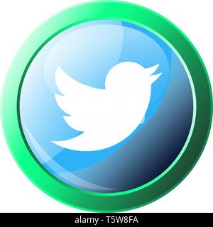 Twitter Logo Design innen Grün bubble Vektor icon Abbildung auf weißem Hintergrund Stock Vektor