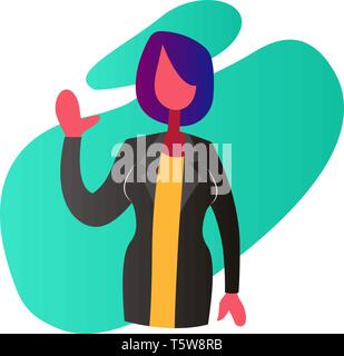 Minimalistischer bunte Vektor Illustration einer Ärztin winkte auf weißem Hintergrund Stock Vektor