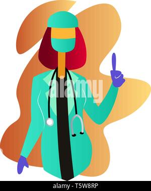 Minimalistischer bunten weiblichen Chirurg vektor Charakter Abbildung auf weißem Hintergrund Stock Vektor