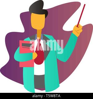 Männlicher Arzt Vorträge über Medizin einfachen Vektor Illustration auf weißem Hintergrund Stock Vektor