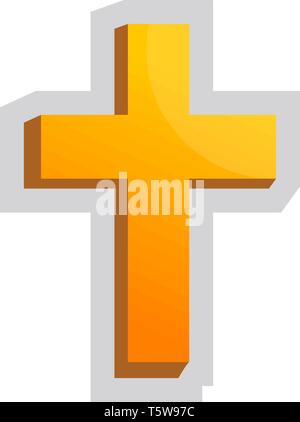 Gelbe christliche Kreuz Vector Illustration auf weißem Hintergrund Stock Vektor