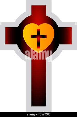 Bunte evangelischen GFK - Kreuz Vector Illustration auf weißem Hintergrund Stock Vektor