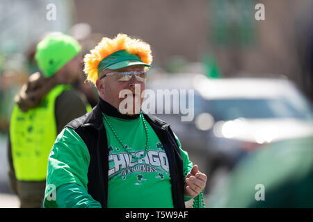 Chicago, Illinois, USA - März 16, 2019: St. Patrick's Day Parade, Stockfoto