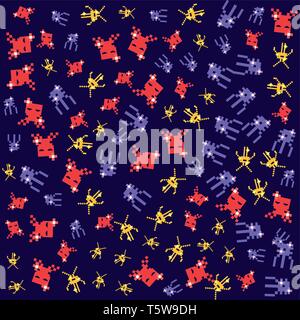 Arcade Spiel Bildschirm mit Pixel Invasoren video retro Vektor illustration Design Stock Vektor