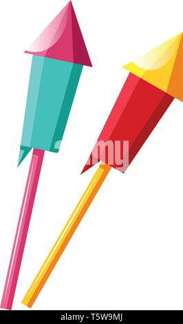 Buntes Feuerwerk zum Chinesischen Neuen Jahr Vector Illustration auf weißem Hintergrund Stock Vektor