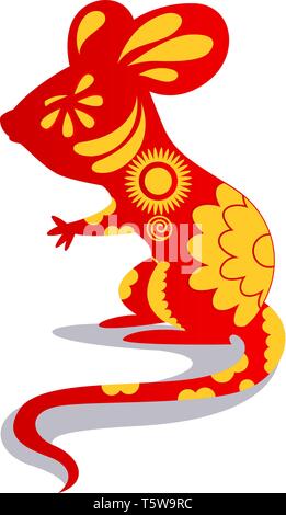 Cartoon chinesischen Maus Vektor illustartion auf weißem Hintergrund Stock Vektor