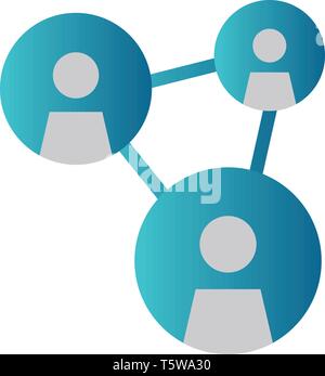 Einfache, in Blau Vector Illustration einer Vernetzung Symbol auf weißem Hintergrund Stock Vektor