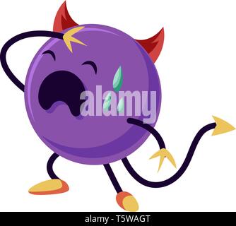 Traurig lila Monster schreien Vector Illustration auf weißem Hintergrund Stock Vektor