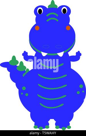 Ein Dinosaurier in blauer Farbe mit grünen Design vector Farbe, Zeichnung oder Abbildung. Stock Vektor
