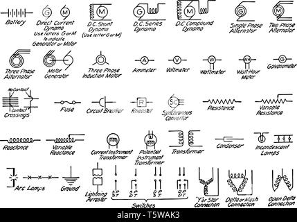 Elektrische Symbole Vektor Abbildung - Bild: 165575352 - Alamy