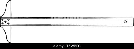 Regelmäßige feste Kopf T zu Square ist perfekt gerade um genaue Linien ist die Klinge zu erstellen hat eine Aussparung Öffnung auf eine Unterseite vintage Stock Vektor