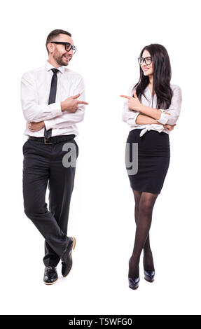 Zuversichtlich Professional Business Kollegen zueinander, isoliert auf weißem Stockfoto