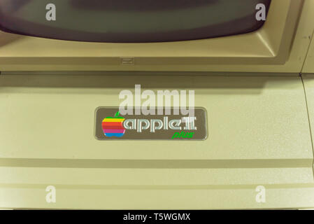 Close-up Logo der alten Apple II-Computer Stockfoto