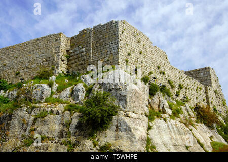 Blick auf die Burg Ajloun in Nord-westlichen Jordan. Wichtig fort für Arabische und Kreuzfahrer. Stockfoto