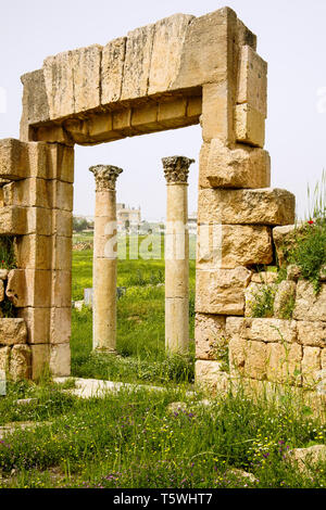 Tempel der Artemis, Jerash archäologische Stätte, Jordanien. Stockfoto