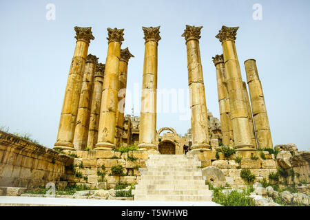 Tempel der Artemis, Jerash archäologische Stätte, Jordanien. Stockfoto