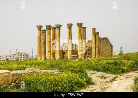 Tempel der Artemis, Jerash archäologische Stätte, Jordanien. Stockfoto