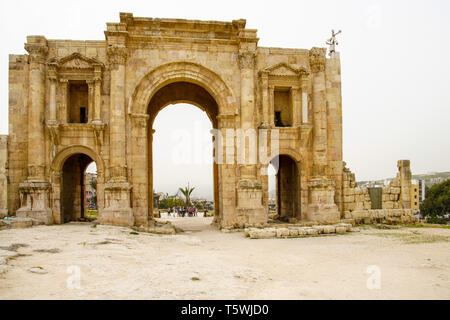 Hadrian's Arch, Jerash archäologische Stätte, Jordanien. Stockfoto