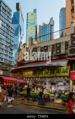 Ecke des Bowrington Straße und Wan Chai Road, Wan Chai, Hong Kong Stockfoto